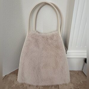 Victoria's Secret Plush Faux Fur Tote in Light Taupe